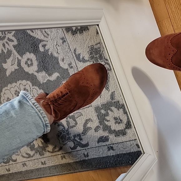 Garnet Hill Felisa Soft Oxford Sz 8.5 Made in Italy Suede Burnt Orange - Picture 6 of 13